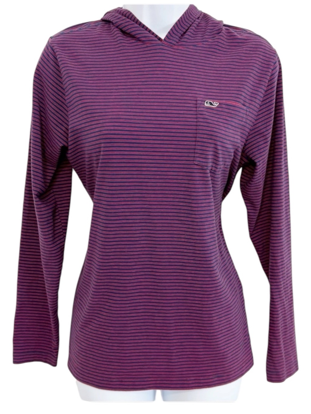 VINEYARD VINES Edgartown Hooded Long Sleeve Whale Pocket Tee Large Unisex